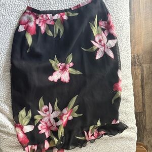 Carlisle Black Skirt with Pink Floral Design